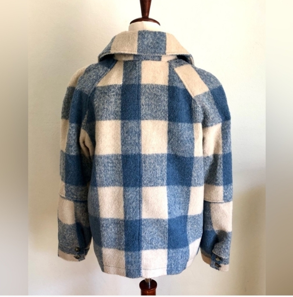 Anthropologie Avec Les Filles Plaid Full Zip Shacket Coat Blue Size L - Picture 2 of 9
